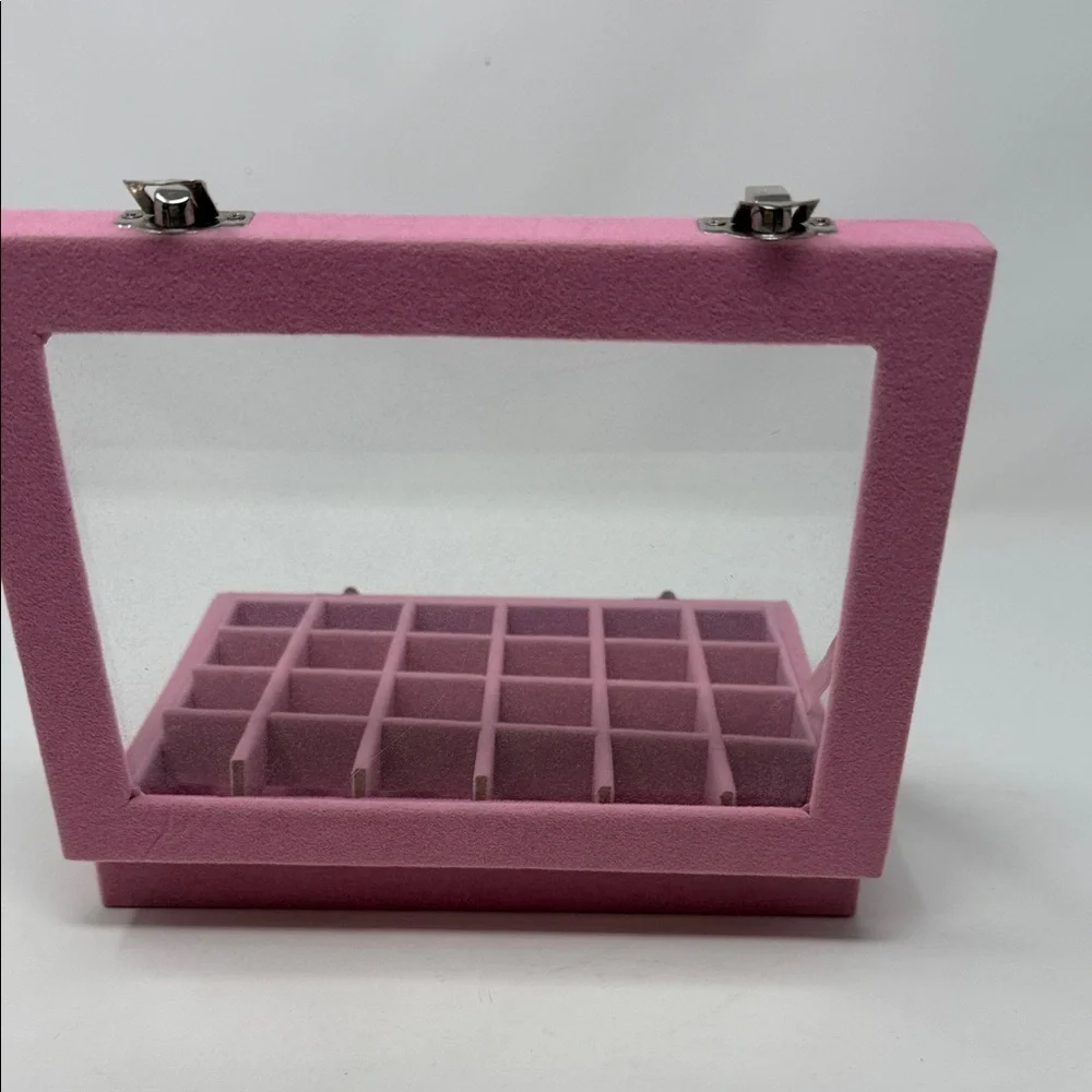 Girl’s Pink Jewelry Box Organizer  8x6x2” with clasps to close NO mirror